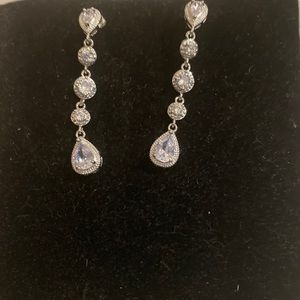 cubic zirconia four stone tea drop earrings
